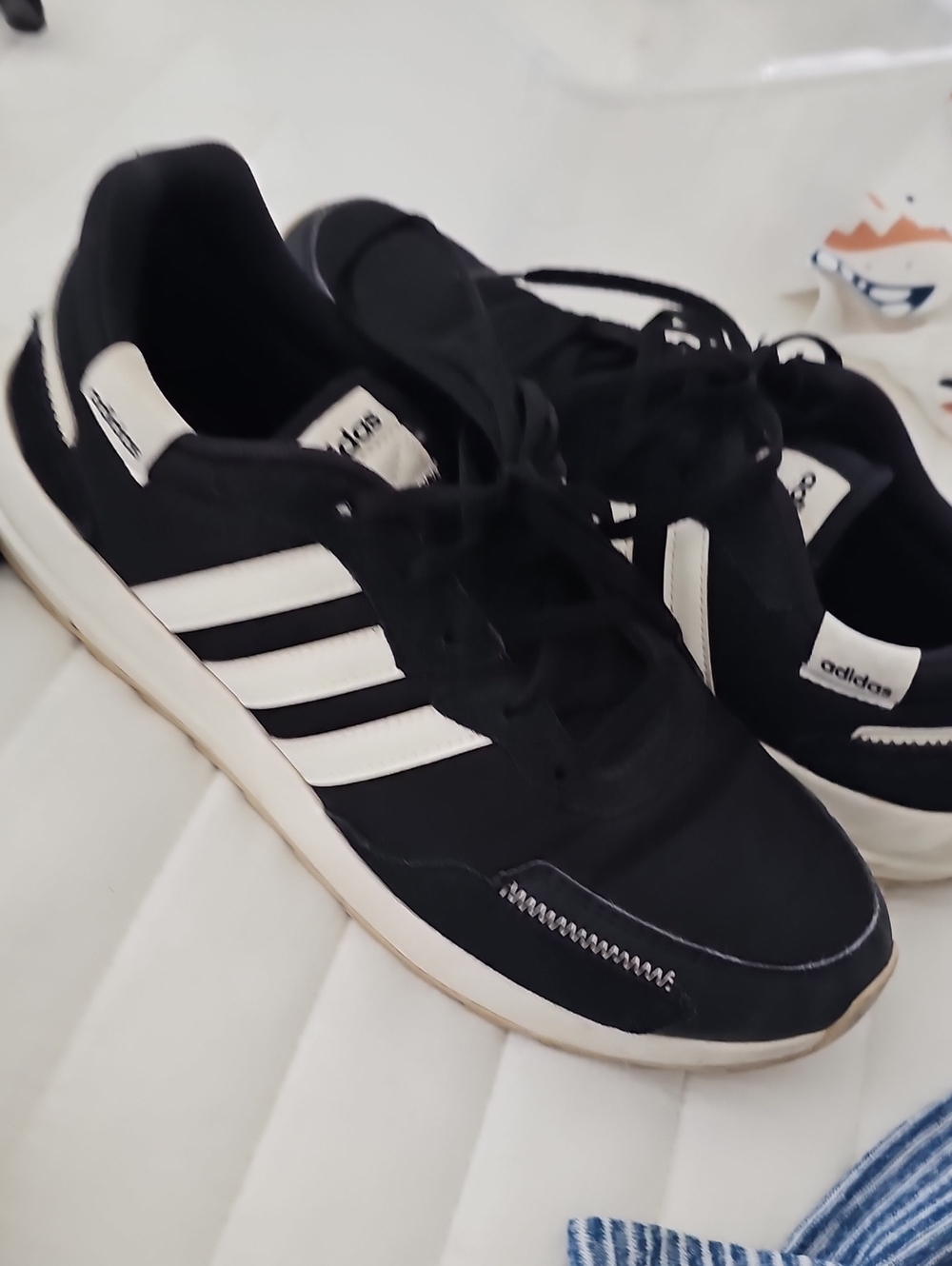 adidas Black and White Men's Classic Three-Stripes Sneakers